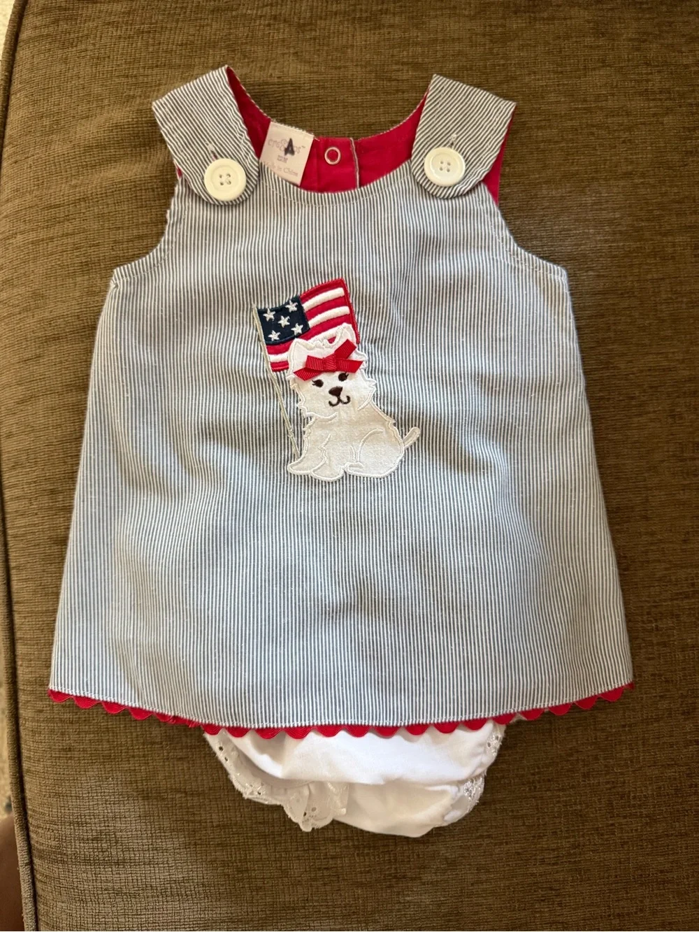 Girls 12 Month Patriotic Dress Diaper Cover